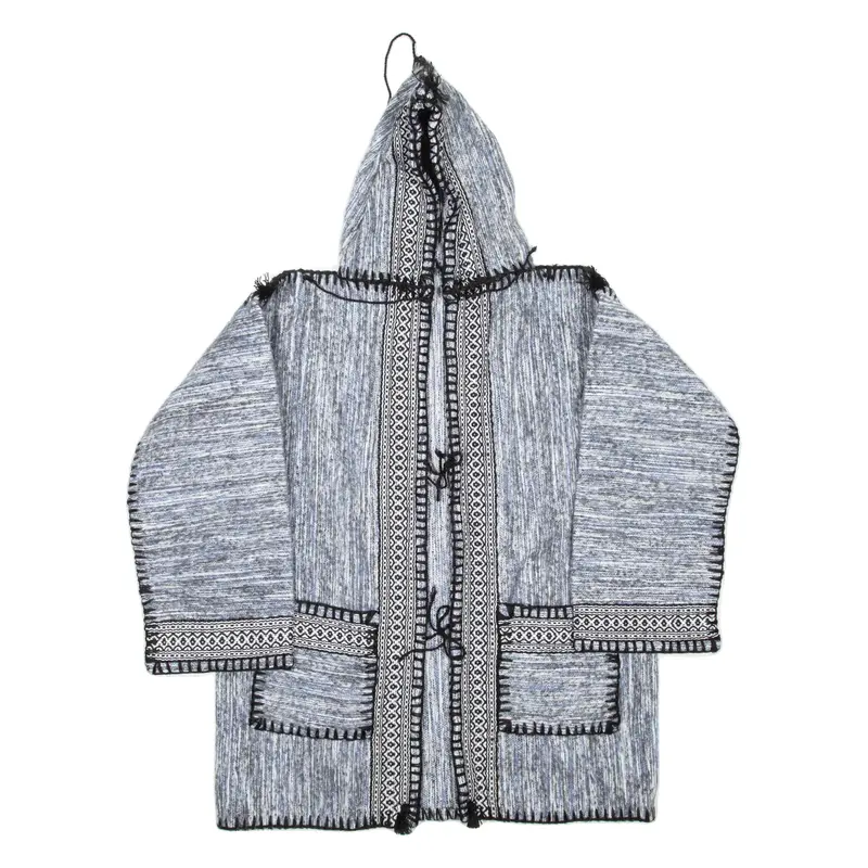 Mens Overcoat Coat Blue Hooded Striped L