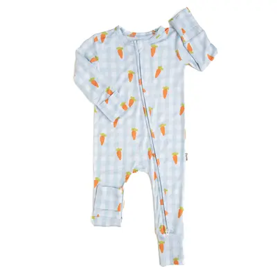 Henry Carrot Gingham ZIP Baby Two Way Zip Easter Blue Gingham Carrot Gigi and Max