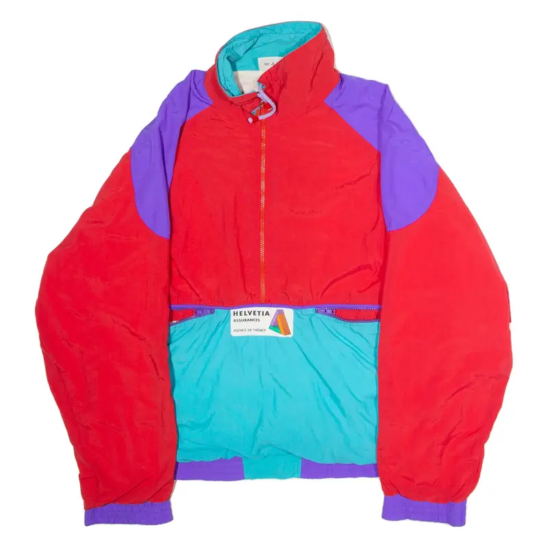 HELVETIA Mens Pullover Jacket Red 90s Colourblock XL