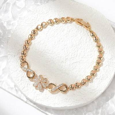 Brass Micro Pave Cubic Zirconia Link Chain Bracelets