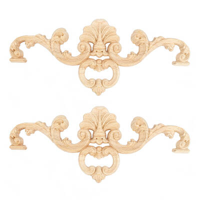 Natural Solid Wood Carved Onlay Applique Craft