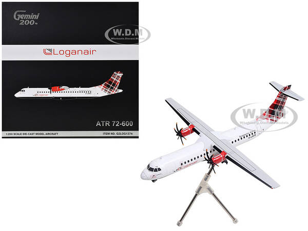ATR 72-600 Commercial Aircraft Loganair - Scotland's Airline (G-LMTE) White with Red Plaid Tail Gemini 200 Series 1/200 D...