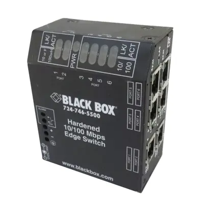 LBH600A-H-24 Black Box NIB-Heavy-Duty Edge Switch (6) Copper Ports Hardened 24-VDC