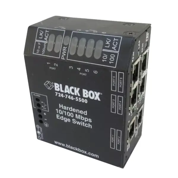 LBH600A-H-24 Black Box NIB-Heavy-Duty Edge Switch (6) Copper Ports Hardened 24-VDC