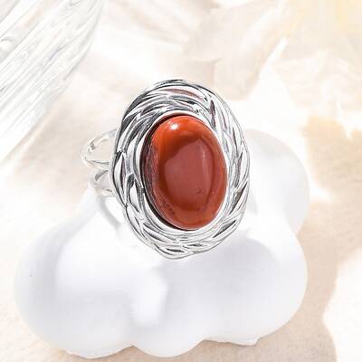 Oval Natural Red Jasper Finger Rings