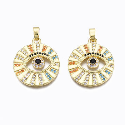 Brass Micro Pave Clear Cubic Zirconia Pendants