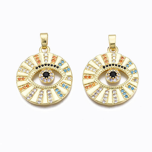 Brass Micro Pave Clear Cubic Zirconia Pendants