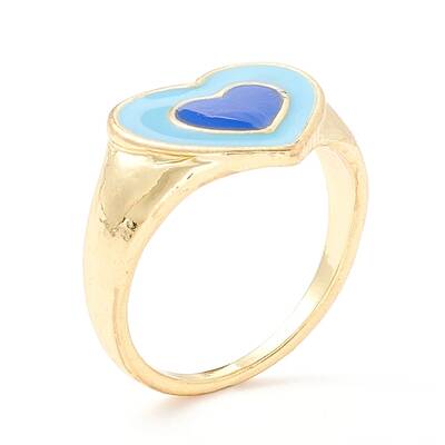 Heart Enamel Finger Ring for Girl Women