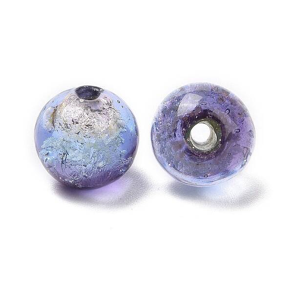 Handmade Silver Foil Glass Beads