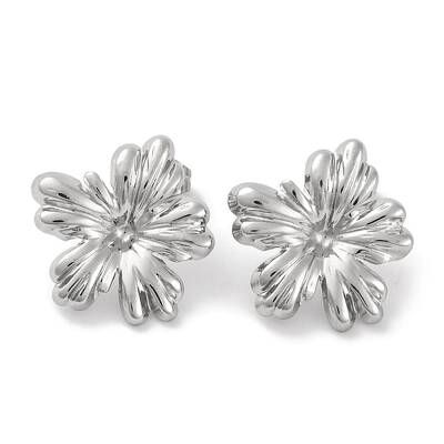 304 Stainless Steel Flower Stud Earrings