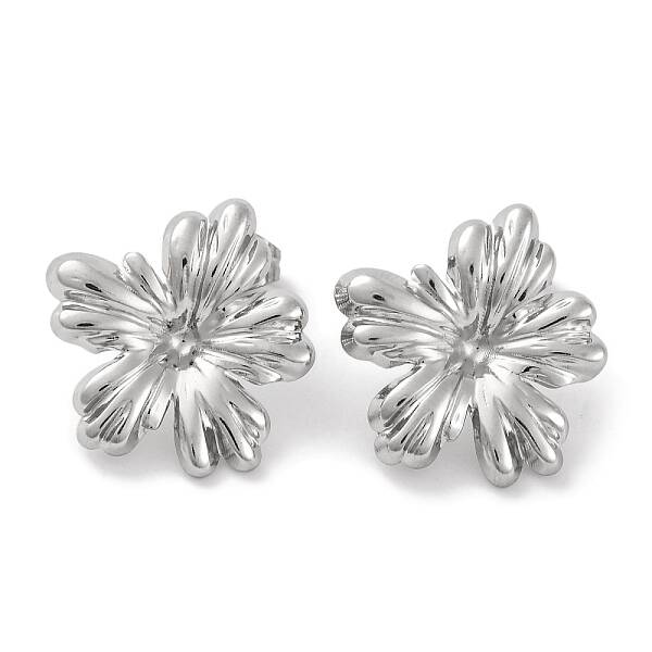304 Stainless Steel Flower Stud Earrings
