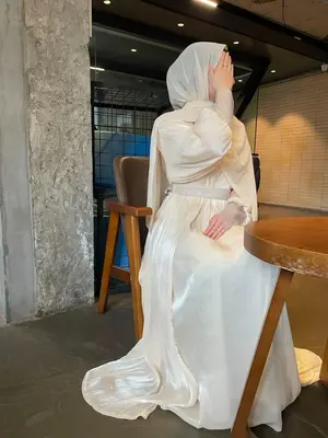 Women's Rhinestone Decor Long Sleeve Abaya & V Neck Sleeveless Dress with Hijab & Belt, Elegant Modest Outfit for Daily Wear...