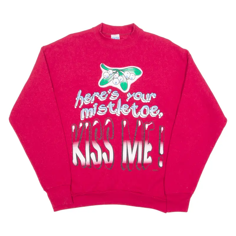 FREEZE Christmas Mistletoe Mens Sweatshirt Red Crew Neck L