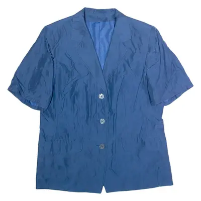 Womens Blazer Jacket Blue Silk XL