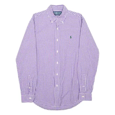 RALPH LAUREN Custom Fit Mens Shirt Purple Gingham Long Sleeve S