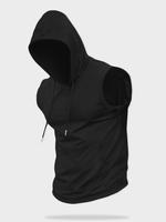 Men's Cartoon Print Zip Up Hooded Tank Top, Regular Fit Casual Sleeveless Hooded Top for Summer, Fashion Men's Clothes for Da...