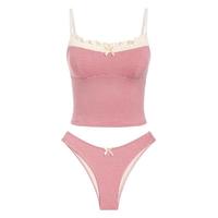 Women's Summer Beach Floral Leaves Halter Tied Tank Style Full Coverage Bikini Tankini Set Two Piece Bathing Suits
