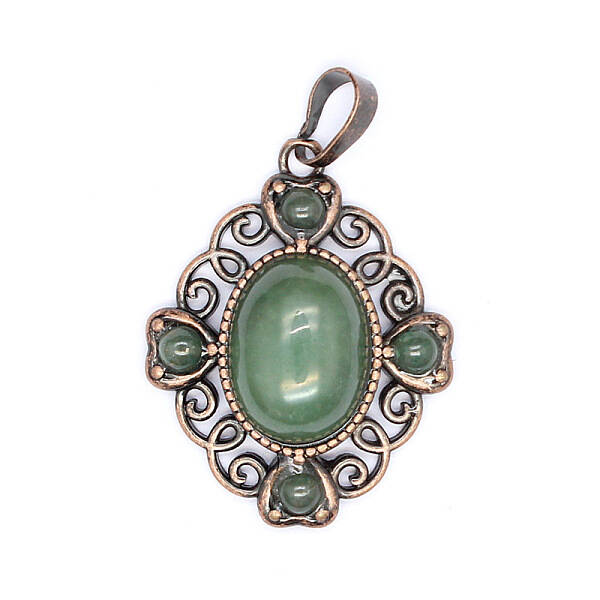 Retro Hollow Natural Aventurine Pendants