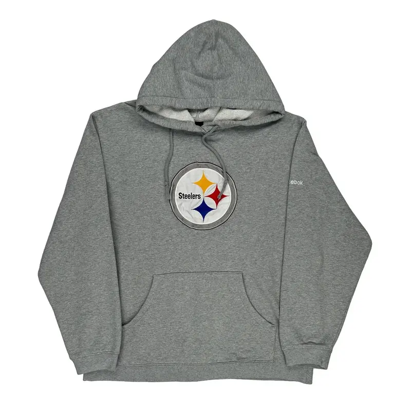 Steelers Reebok Graphic Hoodie - No Size Grey Cotton Blend