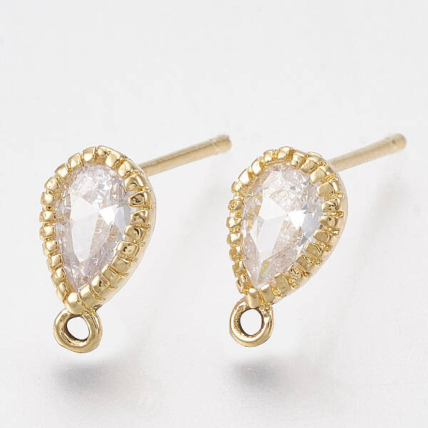 Brass Cubic Zirconia Stud Earring Findings