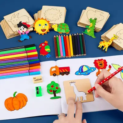Random Style Wooden Drawing Stencils, 20pcs/set DIY Painting Template Stencils, Art Supplies for Students Drawing Handmade C...