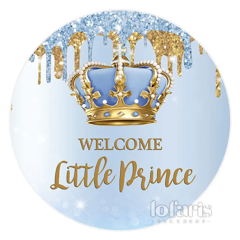 Aperturee Blue Welcome Little Prince Round Baby Shower Backdrop | Circle Background For Party | Round Backdrop Cover Diy | Ba...