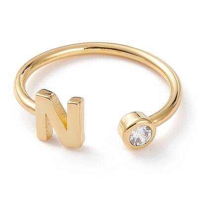 Brass Micro Pave Clear Cubic Zirconia Cuff Rings