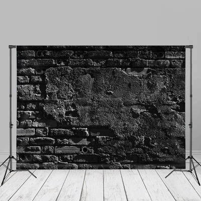 Gloomy Black Brick Wall Portrait Photo Backdrop - Aperturee