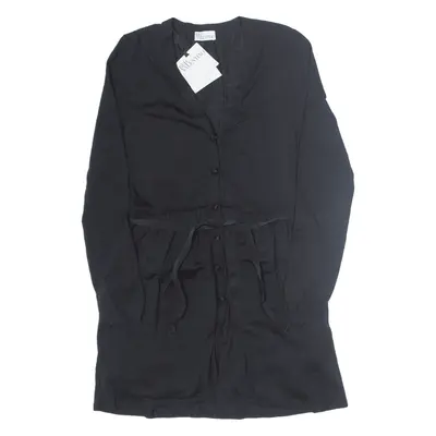 VALENTINO RED Belted Tulle Fit & Flare Dress Black Wool Knit Long Sleeve Knee Length Womens UK 10
