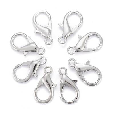 Platinum Plated Zinc Alloy Lobster Claw Clasps