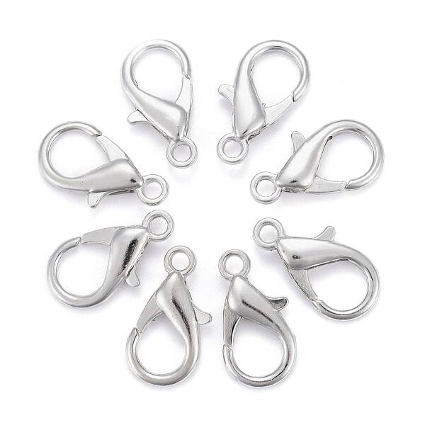 Platinum Plated Zinc Alloy Lobster Claw Clasps