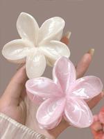 Flower Shaped Hair Claws, White Claw Clip, Cute Lightweight Fashionable Hair Accessories for Women & Girls, Minimalist Headwe...