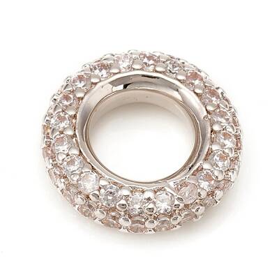 Brass Micro Pave Cubic Zirconia European Beads