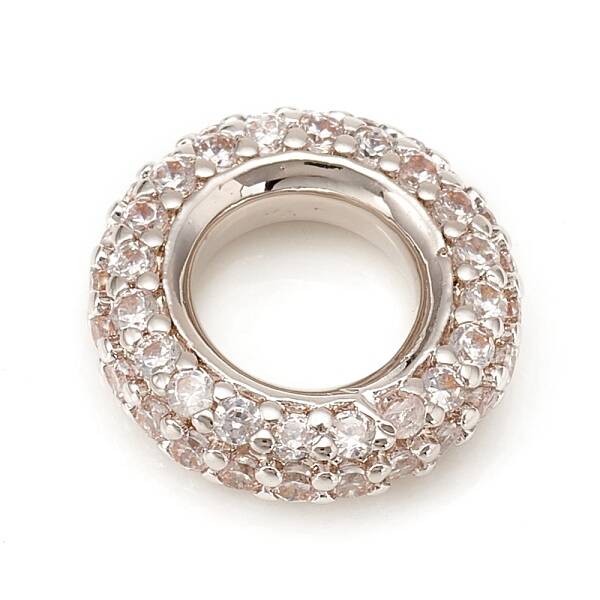 Brass Micro Pave Cubic Zirconia European Beads