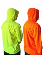 2 SHIRT PACK Hi Vis Long Sleeve Safety Shirt With Hoodie, Quick Dry Polyester Birdeye mesh / Ultra lightweight hoodie shirt R...