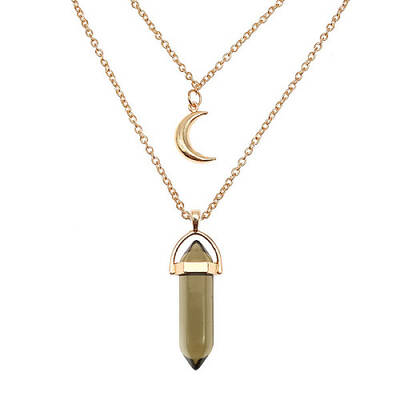 Dyed Natural Jasper Cone Pendant Double Layer Necklace