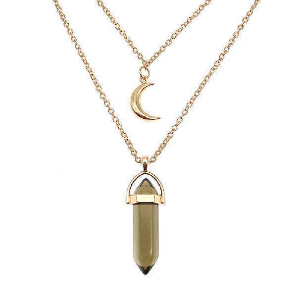 Dyed Natural Jasper Cone Pendant Double Layer Necklace