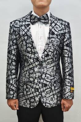 Paisley-100 Black/Silver - Mens Wholesale Blazers
