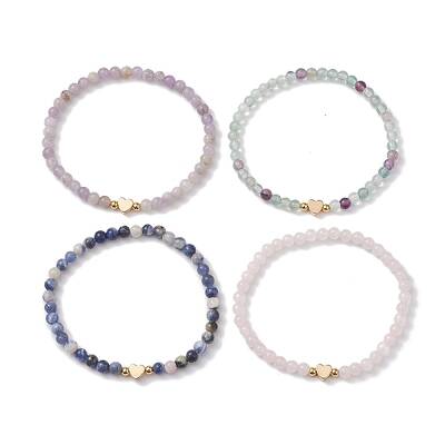 Natural Mixed Gemstone Round Beaded Stretch Bracelets