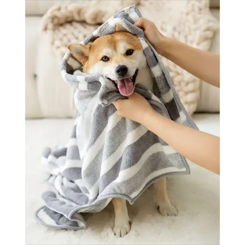 Pet Towels & Robes, Striped Pattern Pet Bath Towel, Absorbent, Soft, and Quick-Drying Grooming, for Dogs and Cats Baths, Show...