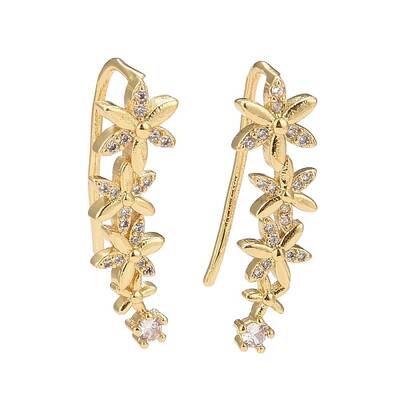 Cubic Zirconia Flower Dangle Earrings