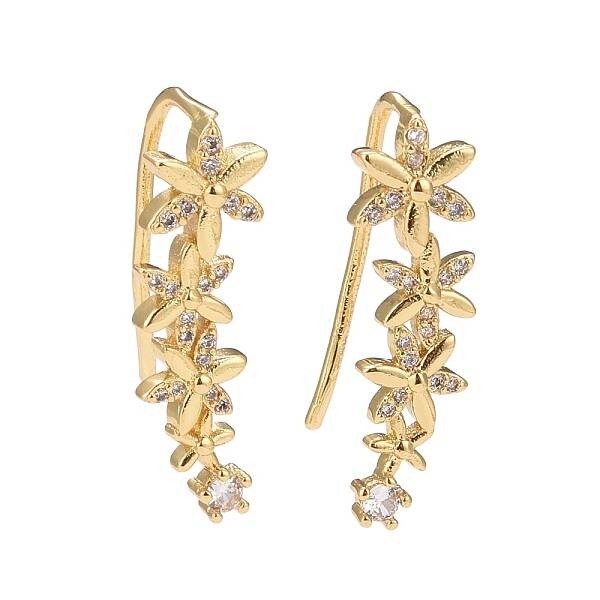 Cubic Zirconia Flower Dangle Earrings