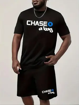 Men's Letter Print Two-Piece Set, Regular Fit Casual Round Neck Tee & Drawstring Waist Shorts Set Summer Clothes, Men Summer...