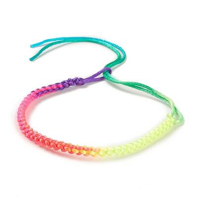 Rainbow Color Polyester Braided Adjustable Bracelet Making for Women