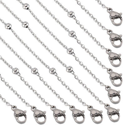 12Pcs 304 Stainless Steel Satellite Chain Necklaces Set
