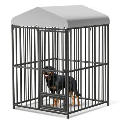 Garvee 4x4x6ft Outdoor Dog Kennel, Heavy Duty Dog Cage with Waterproof Roof, Dog Kennel Galvanized Iron Dog House with Safety...