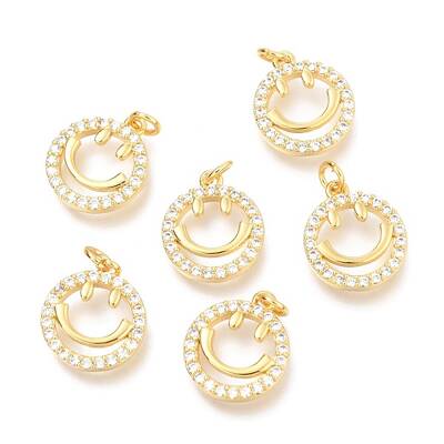 Brass Micro Pave Clear Cubic Zirconia Charms