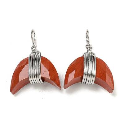 Natural Red Jasper Copper Wire Wrapped Pendants