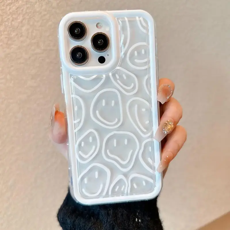 Smile Face Pattern Phone Case, Anti-fall Fully Edged Mobile Phone Case, Cute Phone Cases, Summer Shockproof Cases Cover Sma...