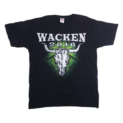 FRUIT OF THE LOOM Wacken 2016 Mens Band T-Shirt Black Crew Neck L